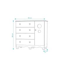 Comoda Infantil 1 Porta 4 Gavetas Bolinha - Moveis Peroba Amendoa-branco - 3