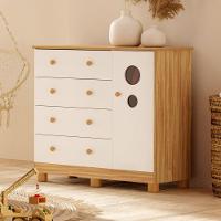 Comoda Infantil 1 Porta 4 Gavetas Bolinha - Moveis Peroba Amendoa-branco - 4