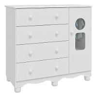 Comoda Infantil 1 Porta 4 Gavetas Tedy - Moveis Peroba Branco Brilho - 1