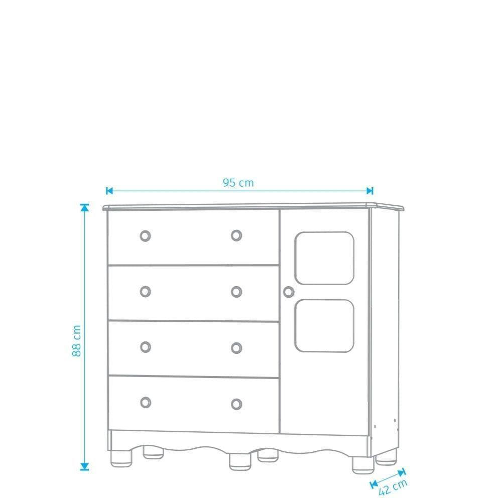 Comoda Infantil 1 Porta 4 Gavetas Uli - Moveis Peroba Amendoa-branco - 4