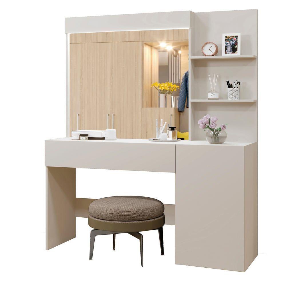 Camarim Londres 1 Porta 1 Gaveta Com Espelho Mavaular Off White - 1