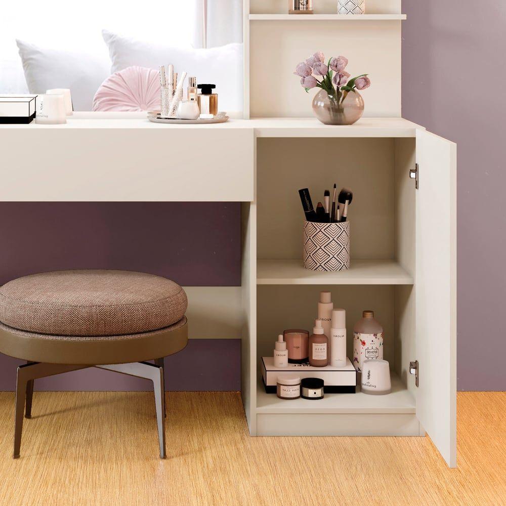 Camarim Londres 1 Porta 1 Gaveta Com Espelho Mavaular Off White - 4