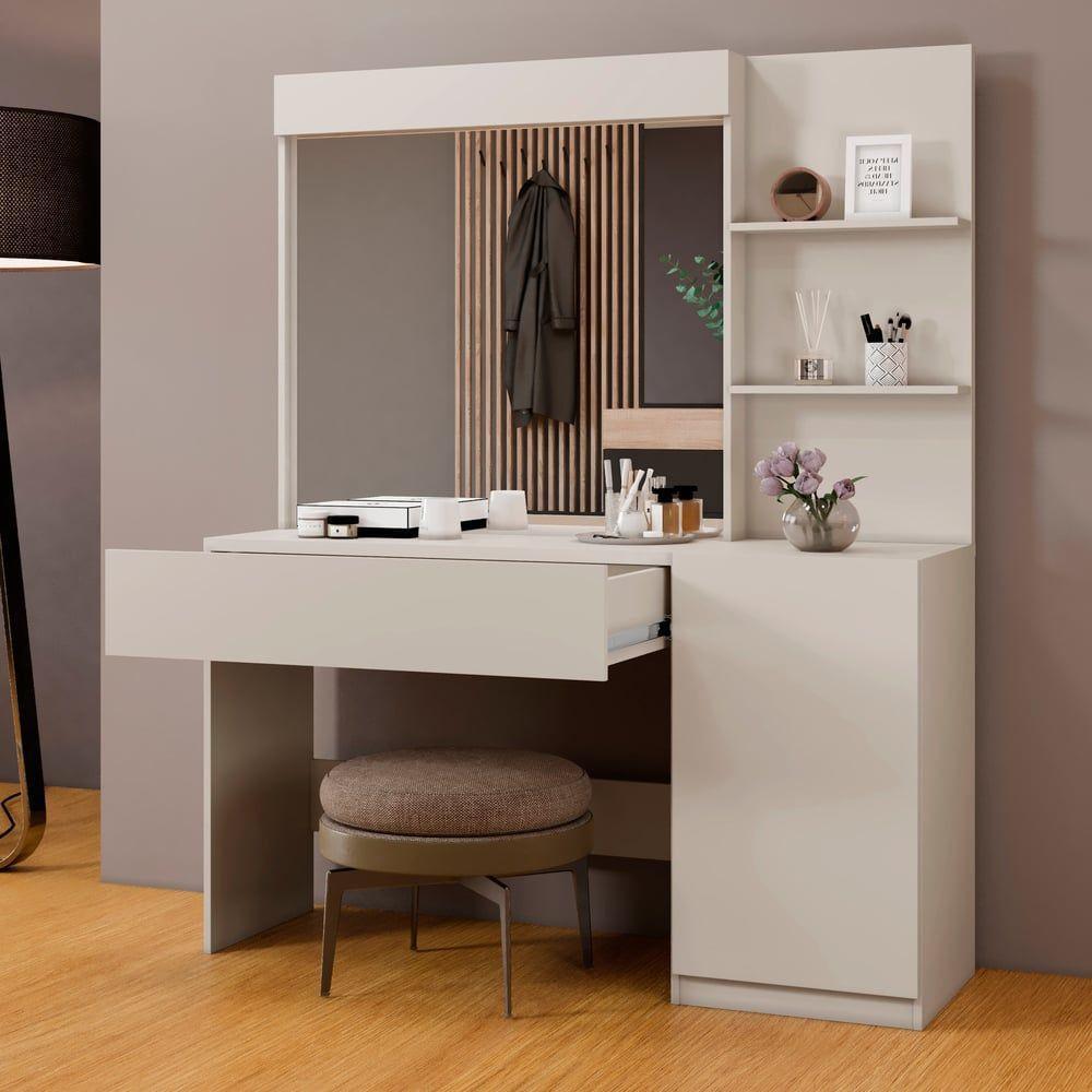 Camarim Londres 1 Porta 1 Gaveta Com Espelho Mavaular Off White - 6