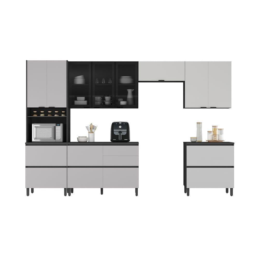 Cozinha Completa Itatiaia Lumina 350cm Em Madeira Mdf Grafite/fendi - 1