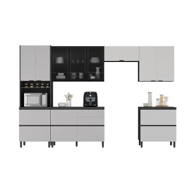 Cozinha Completa Itatiaia Lumina 350cm Em Madeira Mdf Grafite/fendi