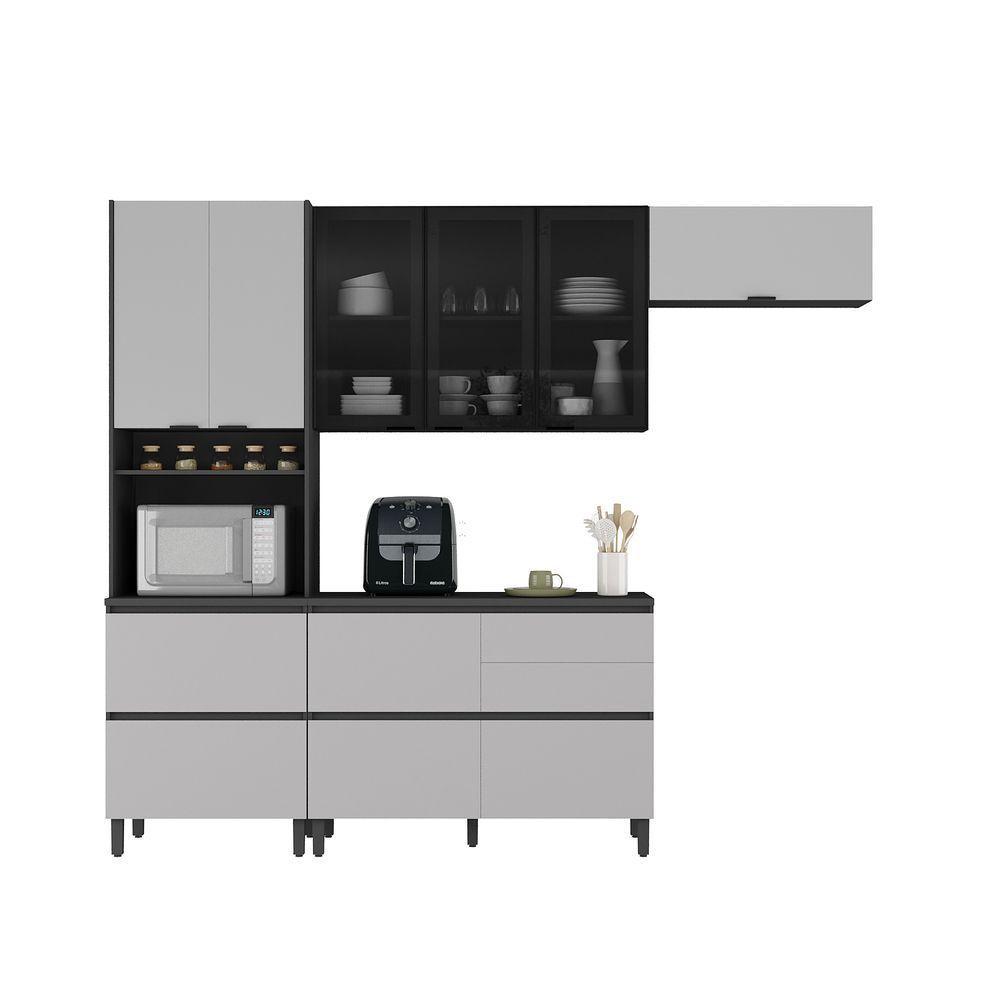 Cozinha Completa Itatiaia Lumina 270cm Em Madeira Mdf Grafite/fendi - 1