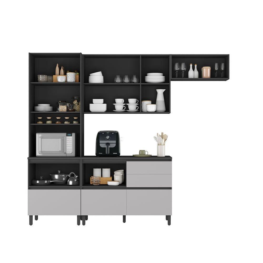 Cozinha Completa Itatiaia Lumina 270cm Em Madeira Mdf Grafite/fendi - 2