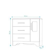 Comoda Popy Retro 1 Porta 3 Gavetas - Moveis Peroba Amendoa-branco - 2