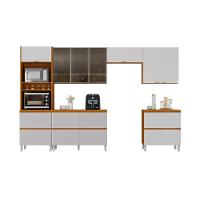 Cozinha Completa Itatiaia Lumina 350cm Paneleiro 2 Nichos Em Madeira Mdf Cinamomo-fendi - 1
