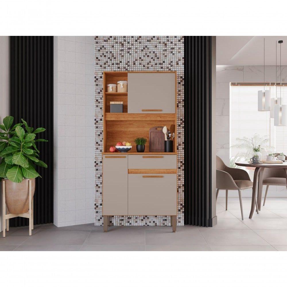 Cozinha Compacta Lia 3 Portas E 1 Gaveta Salleto Cinamomo/off White - 8