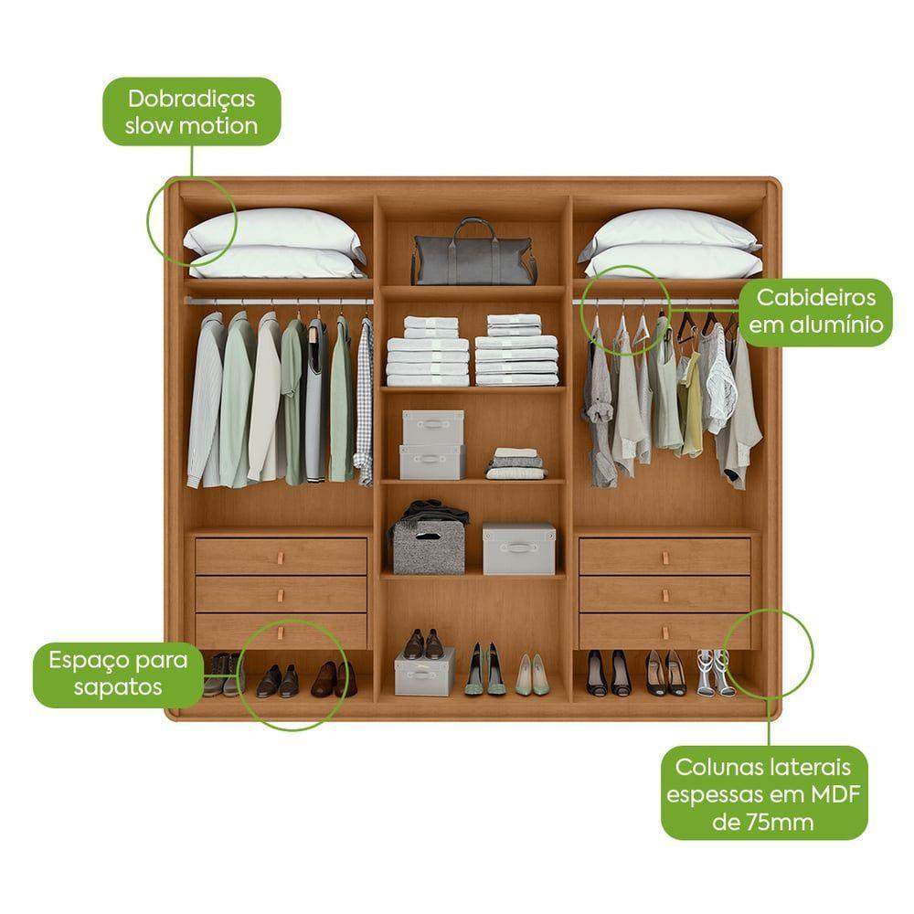 Guarda-roupas Casal Loop 6 Portas Com Pés - Lopas Amendoa Clean/off White - 5