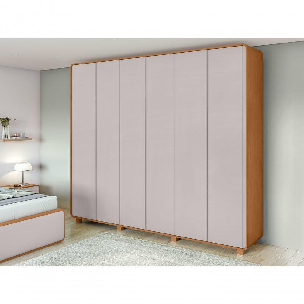 Guarda-roupas Casal Loop 6 Portas Com Pés - Lopas Amendoa Clean/off White - 9