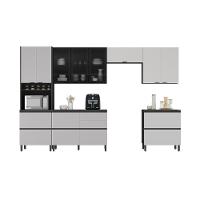 Cozinha Completa Itatiaia Lumina 350cm Em Madeira Mdf Grafite-fendi - 1