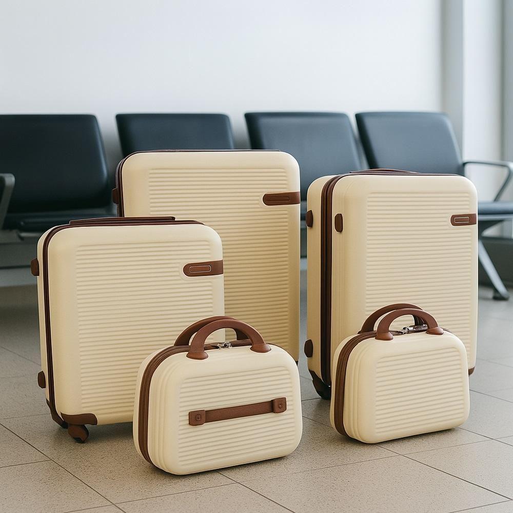 Conjunto Mala Viagem Em Abs E 2 Frasqueiras Kit Malas Pequena Bordo Media Grande Rigidas 5 Peças - 3