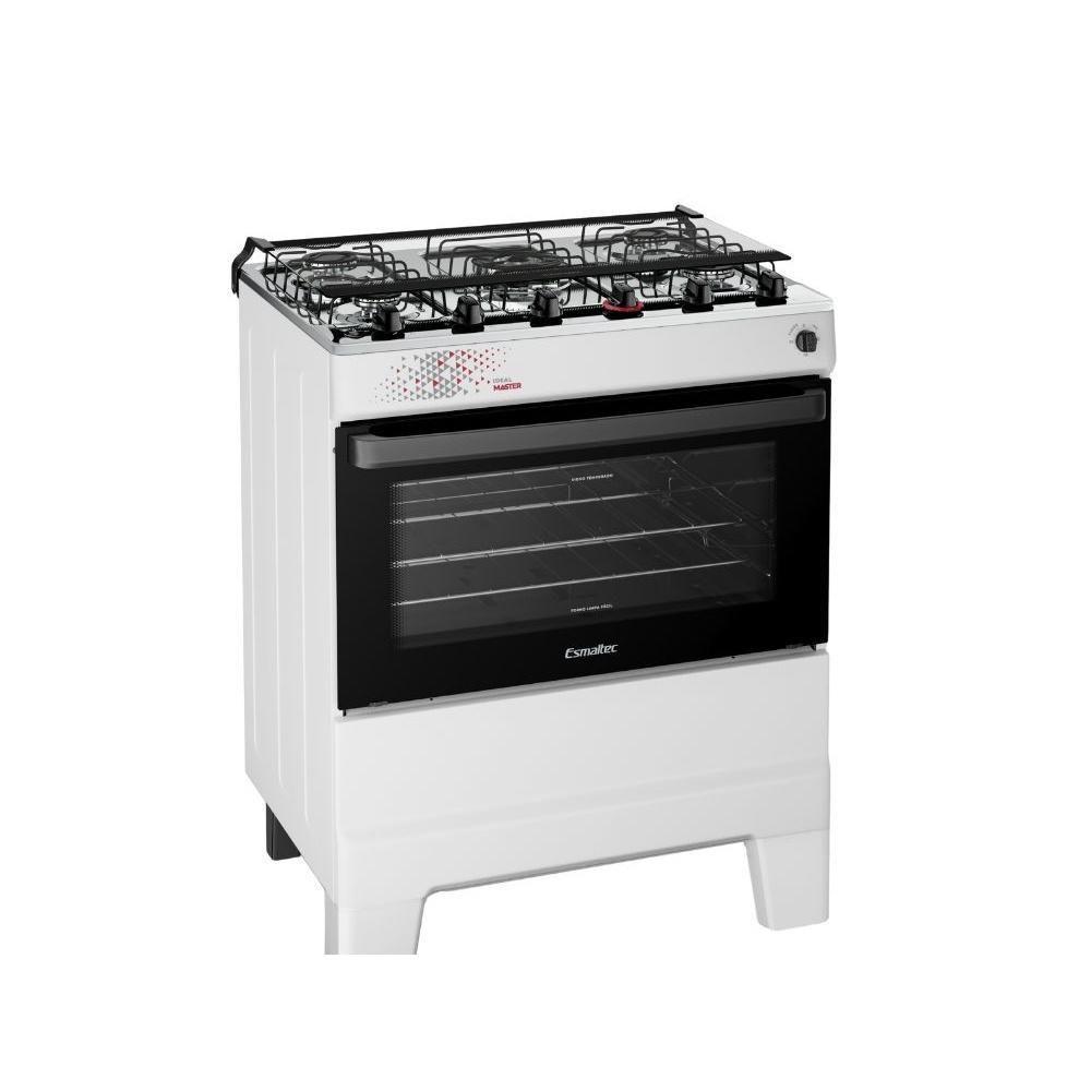 Fogão Esmaltec 5 Bocas Ideal Master Mesa Inox Tampa de Vidro Forno 84 Litros Branco T5ITB Bivolt - 2
