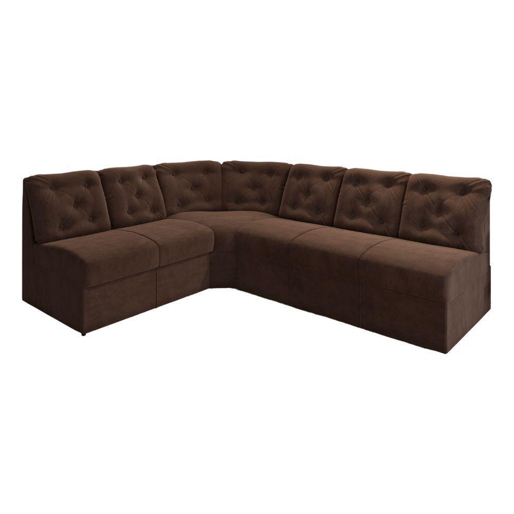 Sofá De Canto 6 Lugares Marrom Confortável Moderno - 1