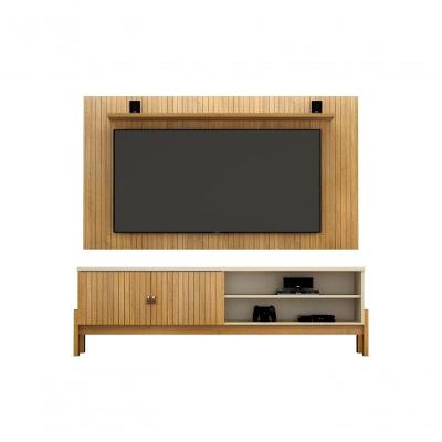 Rack Ouro Com Painel Tiradentes Valdemoveis Off White/cinamomo