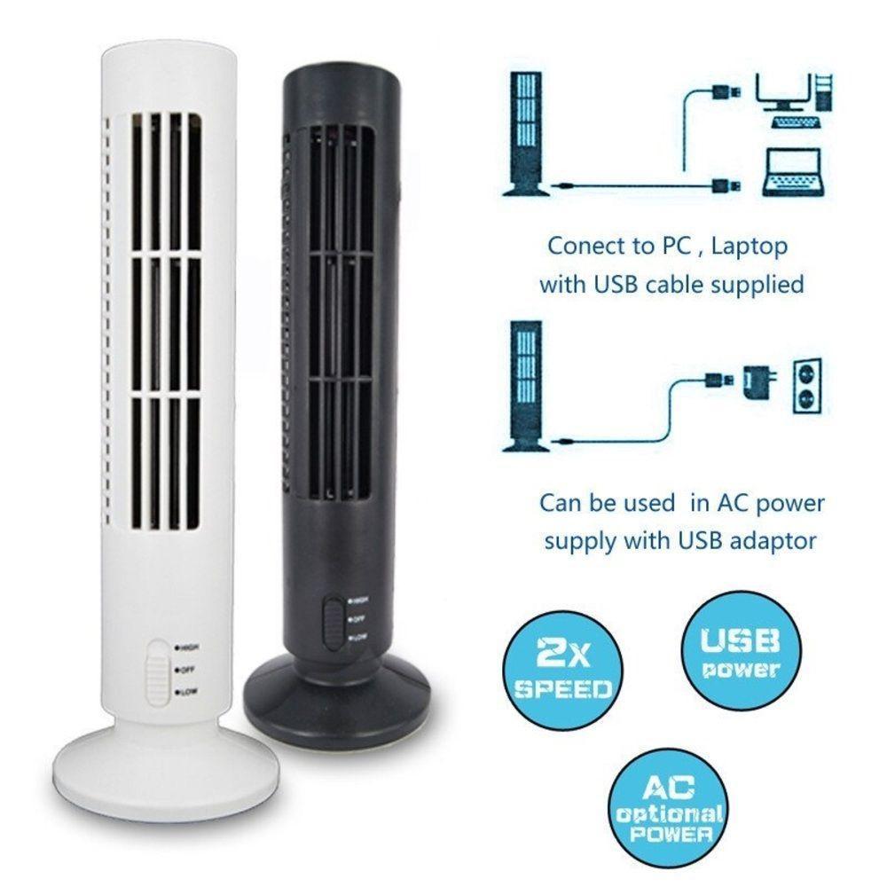 Ventilador Mesa Portátil Usb Torre Circulador Vertical 2 Velocidades Compacto Mini Multiuso Bivolt Branco - 6