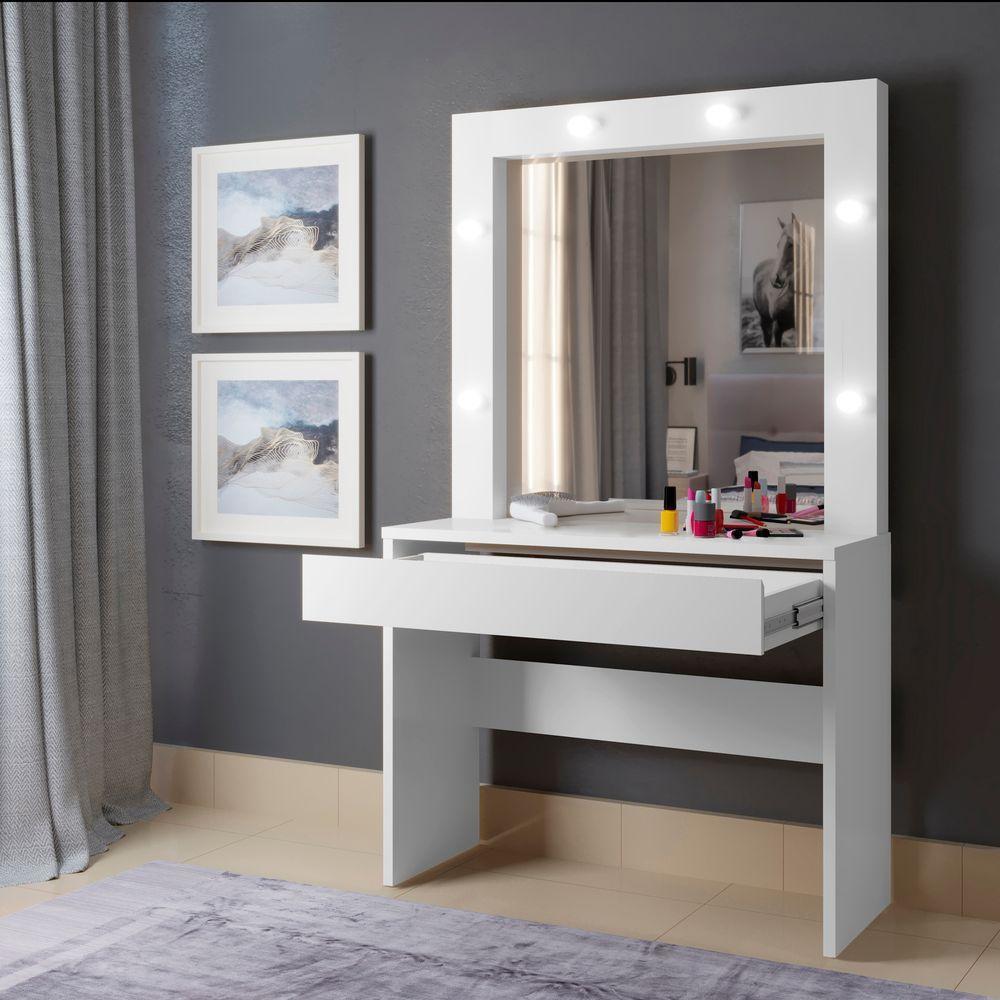 Penteadeira Camarim Requinte 1 Gaveta Mavaular Branco - 3
