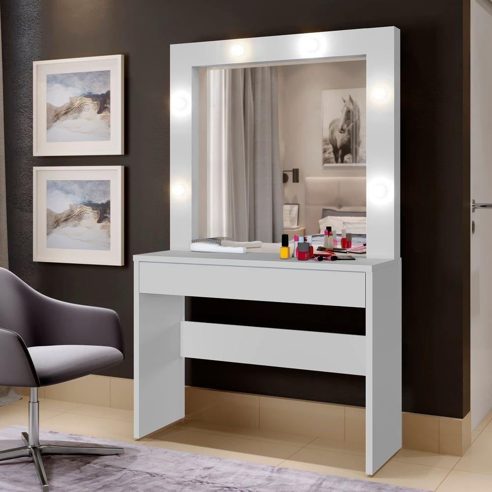 Penteadeira Camarim Requinte 1 Gaveta Mavaular Branco - 7