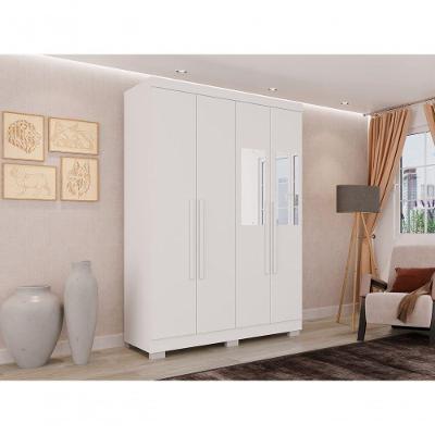 Guarda Roupa Solteiro Recife 4 Portas 2 Gavetas Branco MDP Sallêto Móveis
