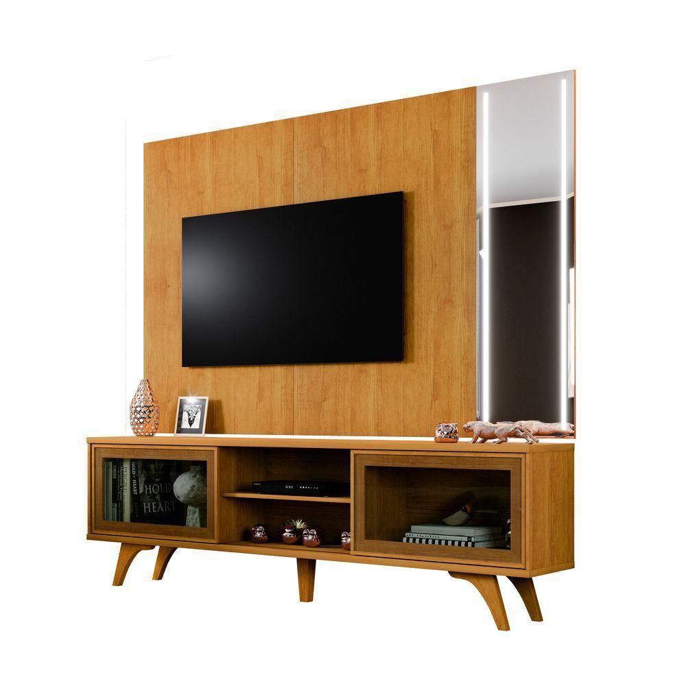 Rack Vitrum Com Painel Vitrum Com Espelho Led 218 Mavaular Naturale - 1