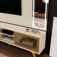 Rack Vitrum Com Painel Vitrum Com Espelho Led 218 Mavaular Off White - 2