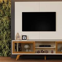 Rack Vitrum Com Painel Vitrum Com Espelho Led 218 Mavaular Off White