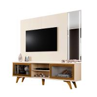 Rack Vitrum Com Painel Vitrum Com Espelho Led 218 Mavaular Off White - 1