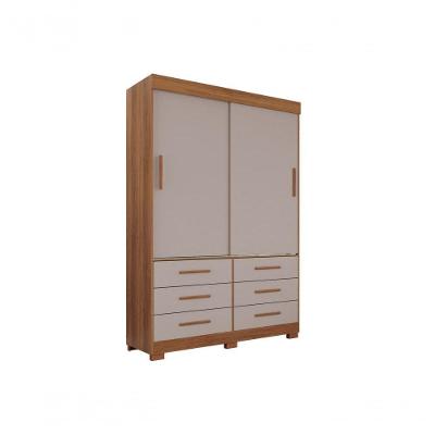Guarda Roupa Casal New Star 2 Portas 6 Gavetas Cinamomo-Off White Salleto Móveis