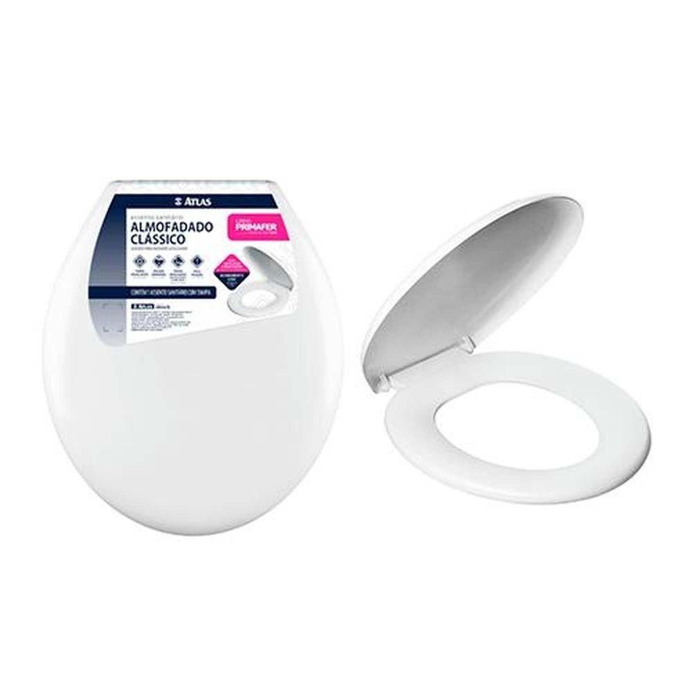 Assento Almofadado Branco Universal Para Vaso Sanitário - Atlas - 1