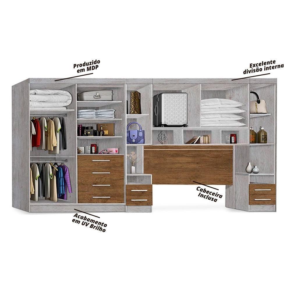 Guarda-roupas Modulado Georgia Queen Ja Avelã / Jequitibá Avelã / Jequitibá - 3