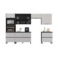 Cozinha Completa Itatiaia Lumina 350cm Paneleiro 2 Nichos Em Madeira Mdf Grafite-fendi - 1