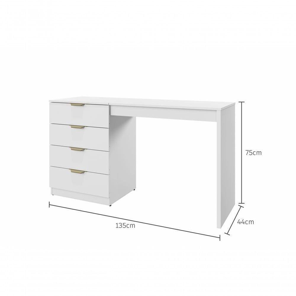 Escrivaninha Penteadeira Camarim Princess Com Porta Joias Mavaular Branco - 2