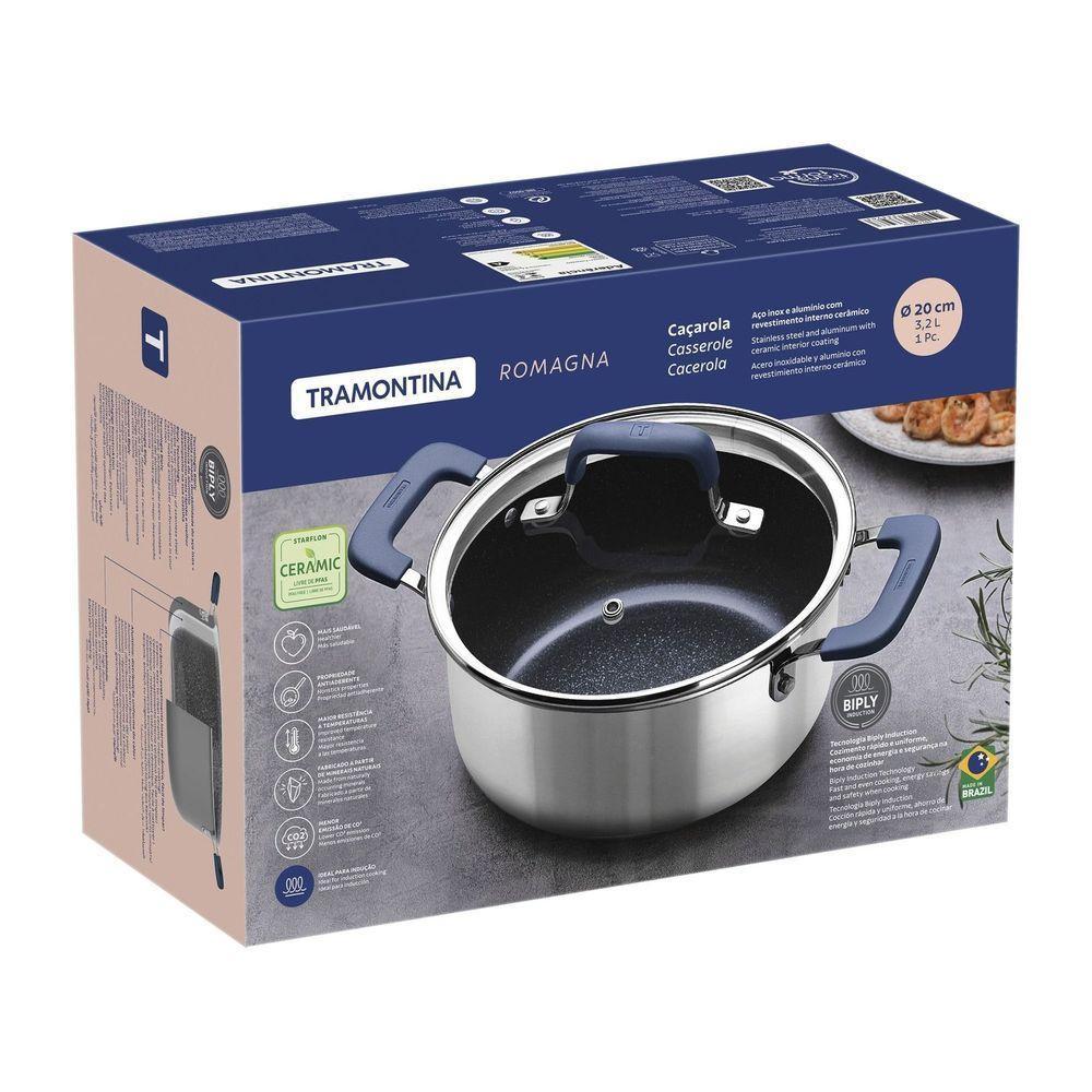 Caçarola Tramontina Romagna Em Aço Inox E Alumínio Cerâmico Black Stone 20 Cm 3,2 L Tramontina - 5