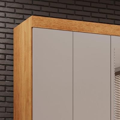 Guarda Roupa Casal Estrela Premium 6 Portas de Bater 2 Gavetas Cinamomo-Off-White