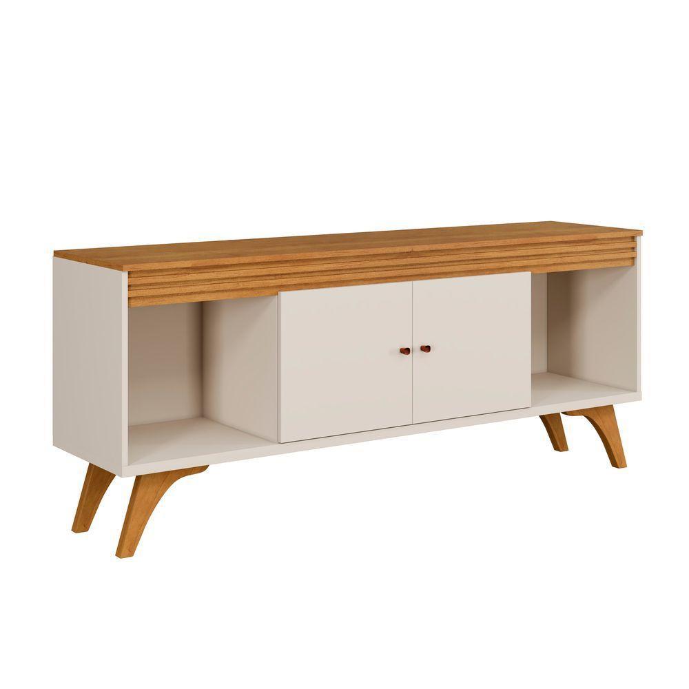 Rack Madrid 2 Portas Detalhe Ripado - Mavaular Off White-naturale - 2