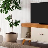 Rack Madrid 2 Portas Detalhe Ripado - Mavaular Off White-naturale