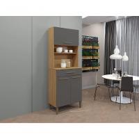 Kit Cozinha Itália 03 Portas E 01 Gaveta Arte Móveis Cinamomo/grafite - 2