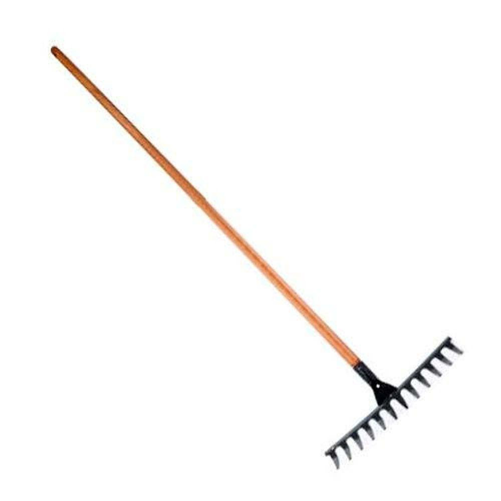 Ancinho Reforçado 12 Dentes Curvo Com Cabo - 31,4x128cm - Para Jardins E Hortas - 2