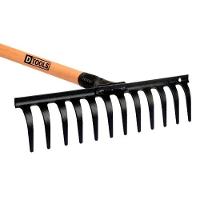 Ancinho Reforçado 12 Dentes Curvo Com Cabo - 31,4x128cm - Para Jardins E Hortas - 1