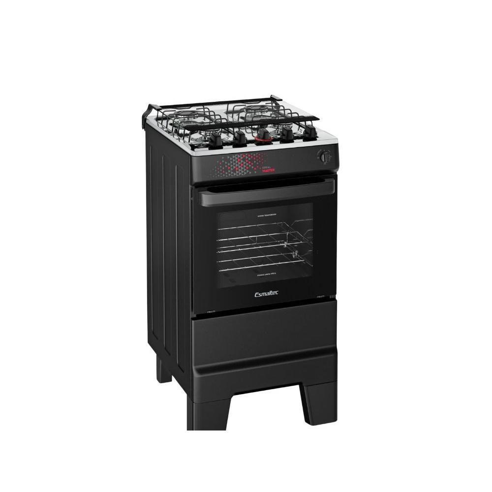 Fogão Esmaltec 4 Bocas Ideal Master Mesa Inox Tampa de Vidro Forno 50 Litros Preto T4ITP Bivolt - 6
