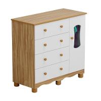 Cômoda 1 Porta 4 Gavetas Luna - Moveis Peroba Amendoa-branco - 1