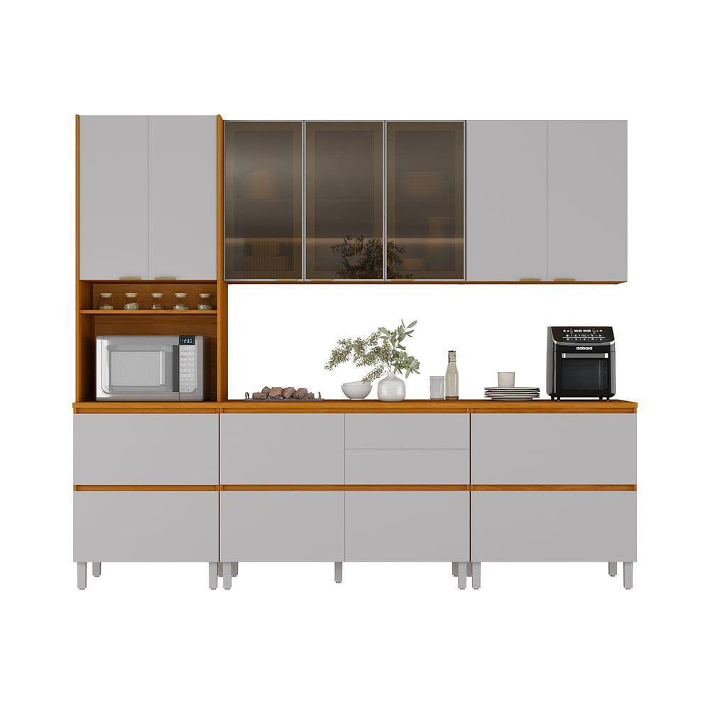 Cozinha Completa Itatiaia Lumina Aéreo 2 Portas 270cm Em Madeira Mdf Cinamomo-fendi - 1