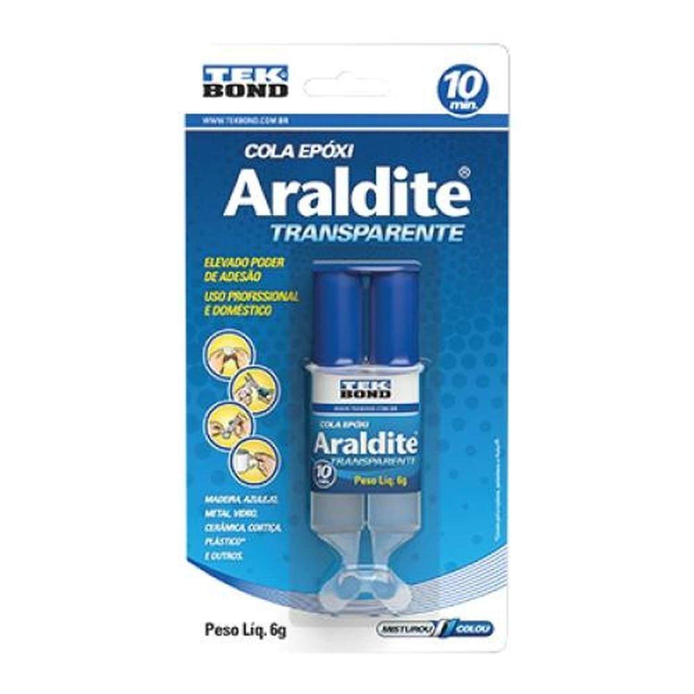 Araldite Epóxi Transparente 6g Com Aplicador Resina Epóxi Azulejos, Madeira, Vidro, Concreto 70°c - 1