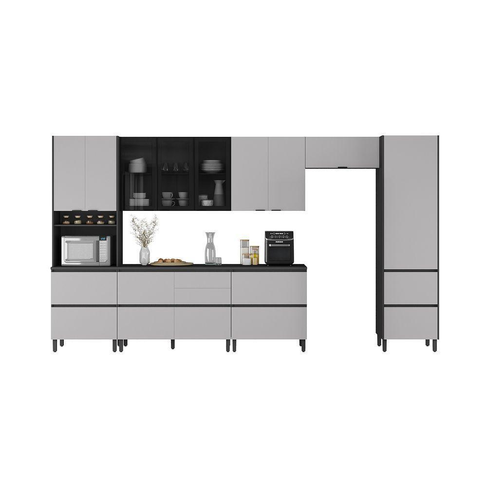 Cozinha Completa Itatiaia Lumina 410cm Em Madeira Mdf Grafite-fendi - 1