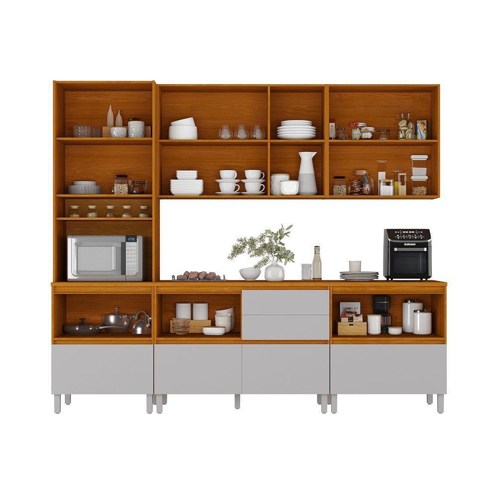 Cozinha Completa Itatiaia Lumina Aéreo 2 Portas 270cm Em Madeira Mdf Cinamomo/fendi - 2