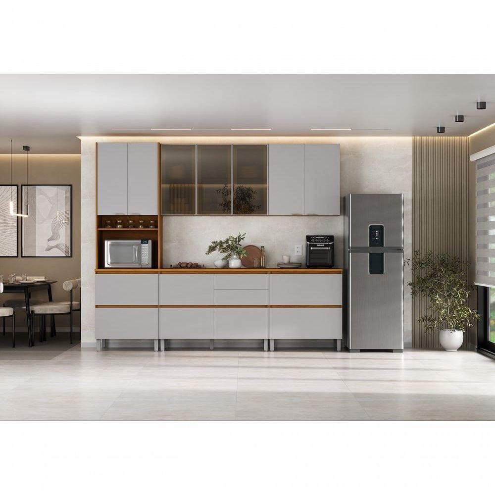 Cozinha Completa Itatiaia Lumina Aéreo 2 Portas 270cm Em Madeira Mdf Cinamomo/fendi - 8