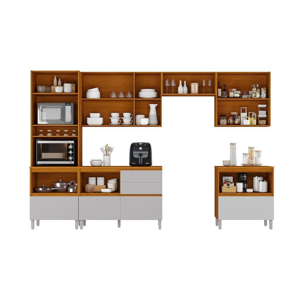 Cozinha Completa Itatiaia Lumina 350cm Paneleiro 2 Nichos Em Madeira Mdf Cinamomo/fendi - 4