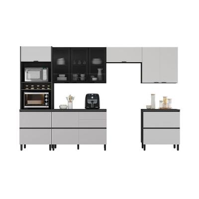 Cozinha Completa Itatiaia Lumina 350cm Paneleiro 2 Nichos Em Madeira Mdf Grafite/fendi